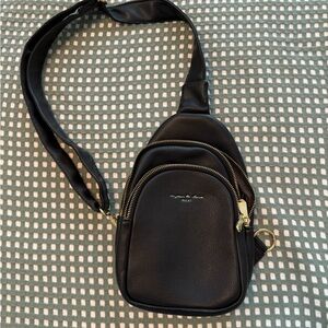 Chic Black Faux Leather mini Backpack